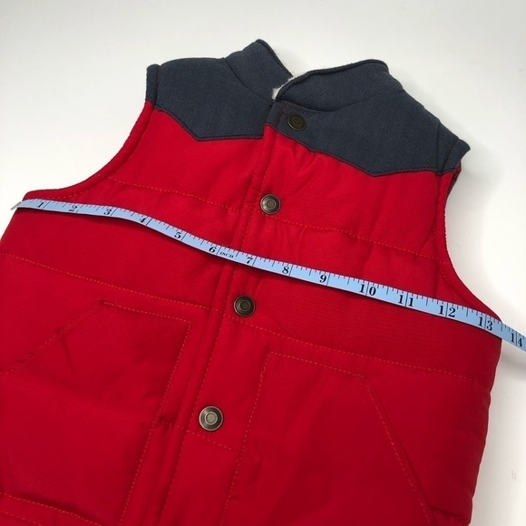 CARTER’S Red Grey Sherpa Collared Color Block Cozy Puffer Snap-up Toddler Vest - Picture 13 of 14